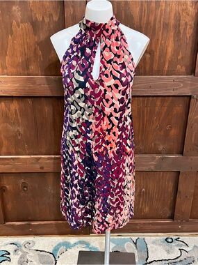 SHEIN Pink Purple Multi Halter Midi Dress